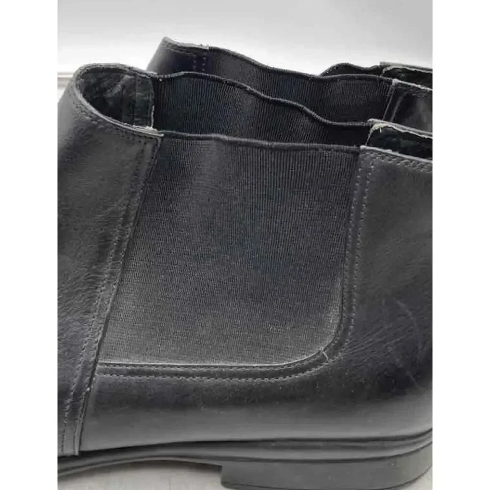 San Remo Mens Black Leather Square Toe Pull On Ankle Chelsea Boots Size 9.5